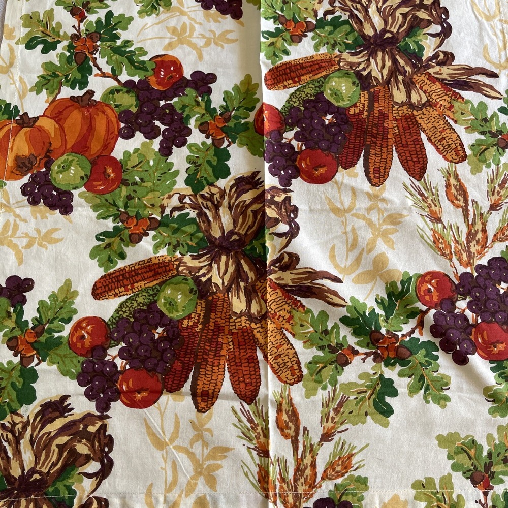 World Market Cloth Fabric Napkins Set of 9 Fall Autumn‎ Thanksgiving Retro Print